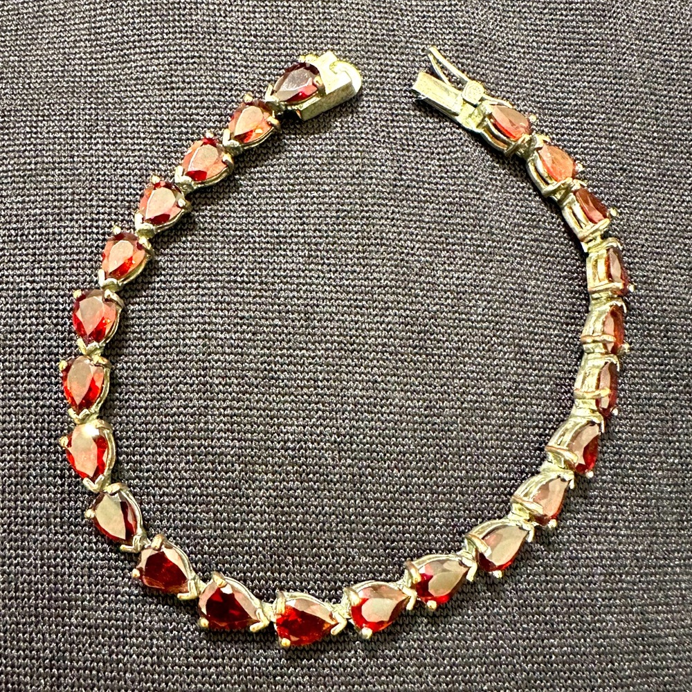 Sterling Silver Garnet Tennis Bracelet